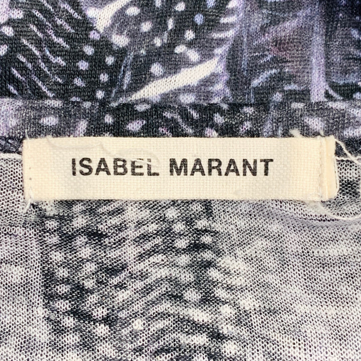 ISABEL MARANT Size M Black Purple Feathers Scoop Neck Casual Top