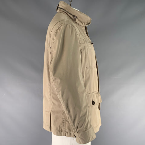 BRUNELLO CUCINELLI Size XXL Khaki Solid Cotton Polyamide Jacket