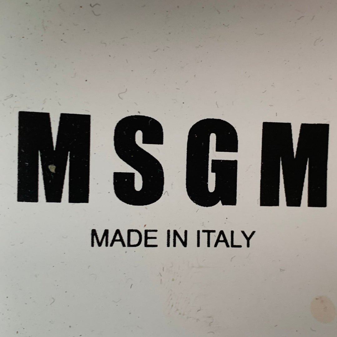 MSGM Size 8 White Leather Suede Trim Lace-Up Low Top Sneakers