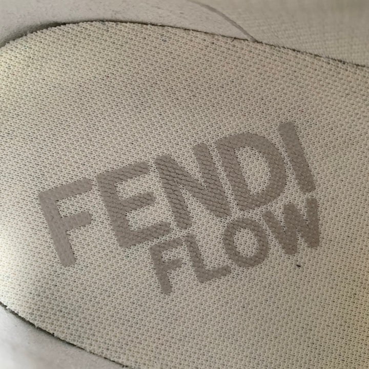 FENDI Size 11 White Off-White Leather Lace Up Zipper Flow Sneakers