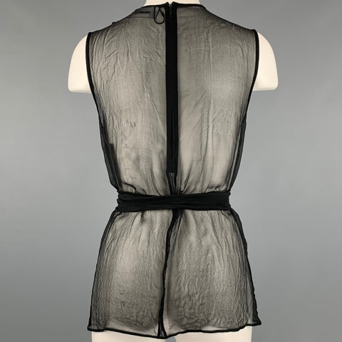 DSQUARED2 Size 4 Black Chiffon Ruffled Sleeveless Dress Top