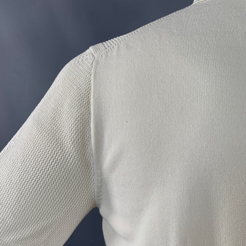REISS Size M Rodrigo Cream Knit Cotton Blend Zip Up Polo