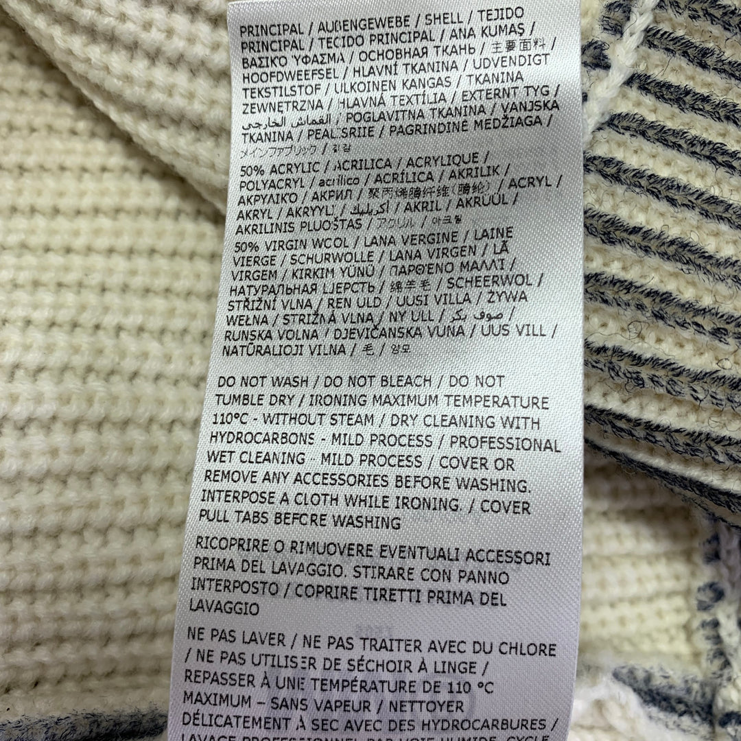 MAISON MARGIELA Size L Cream Grey Two Toned Acrylic Wool Zip Up Sweater
