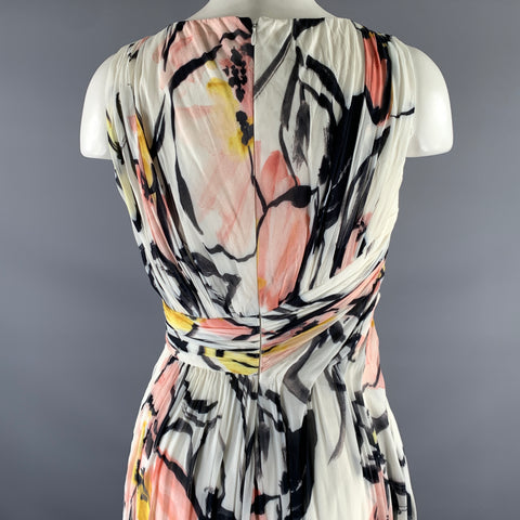 BADGLEY MISCHKA Size 0 Pink Yellow Rayon Floral Maxi Long Dress