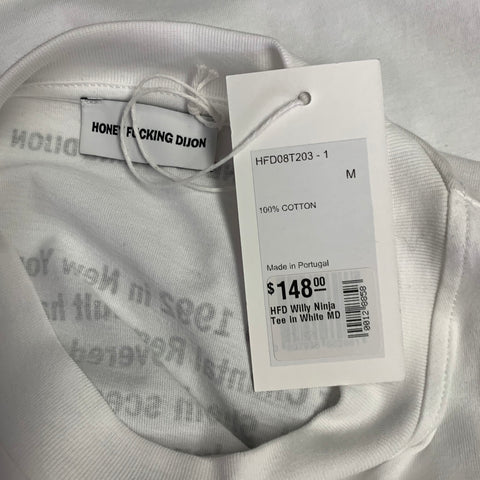 HONEY FUCKING DIJON Size M Willi Ninja White Black Graphic Cotton Crew-Neck T-shirt