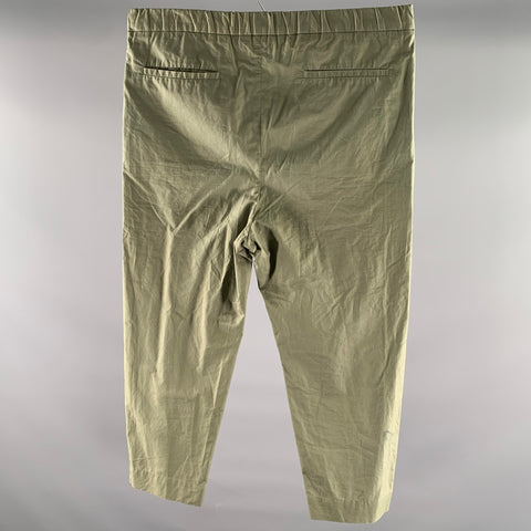 JIL SANDER Size 34 Green Olive Cotton Elastic Waistband Pants