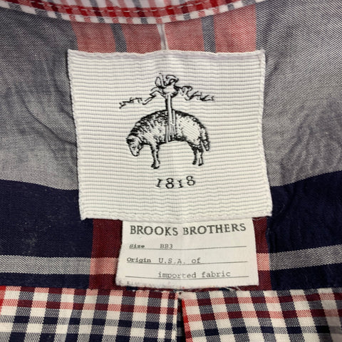 BLACK FLEECE Size M Red White Blue Plaid Cotton Button Down Long Sleeve Shirt