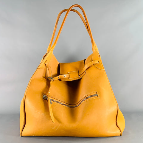 CELINE Fall 2017 Cabas Phantom Yellow Mustard Leather Oversized Tote Handbag