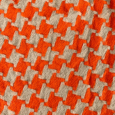 ELVANG Orange Beige Houndstooth Alpaca Woven Scarf
