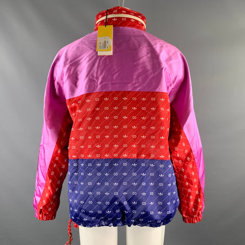GUCCI X ADIDAS Size 38 Multi-Color Monogram Acetate Anorak Jacket
