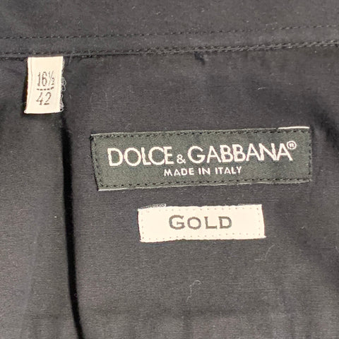 DOLCE & GABBANA Size L Black Cotton Blend Button Up Long Sleeve Shirt