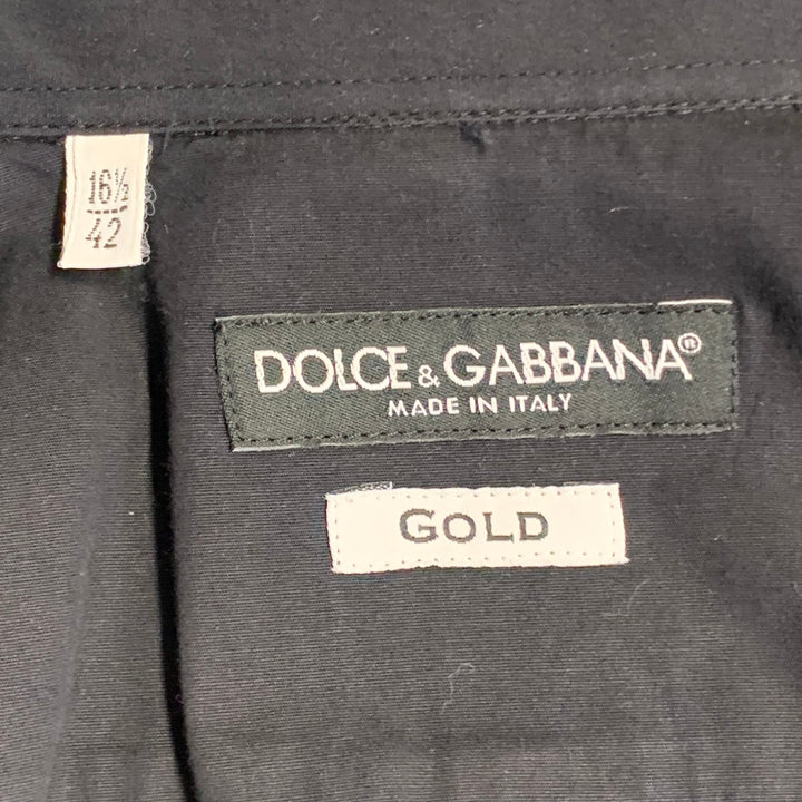 DOLCE & GABBANA Size L Black Cotton Blend Button Up Long Sleeve Shirt