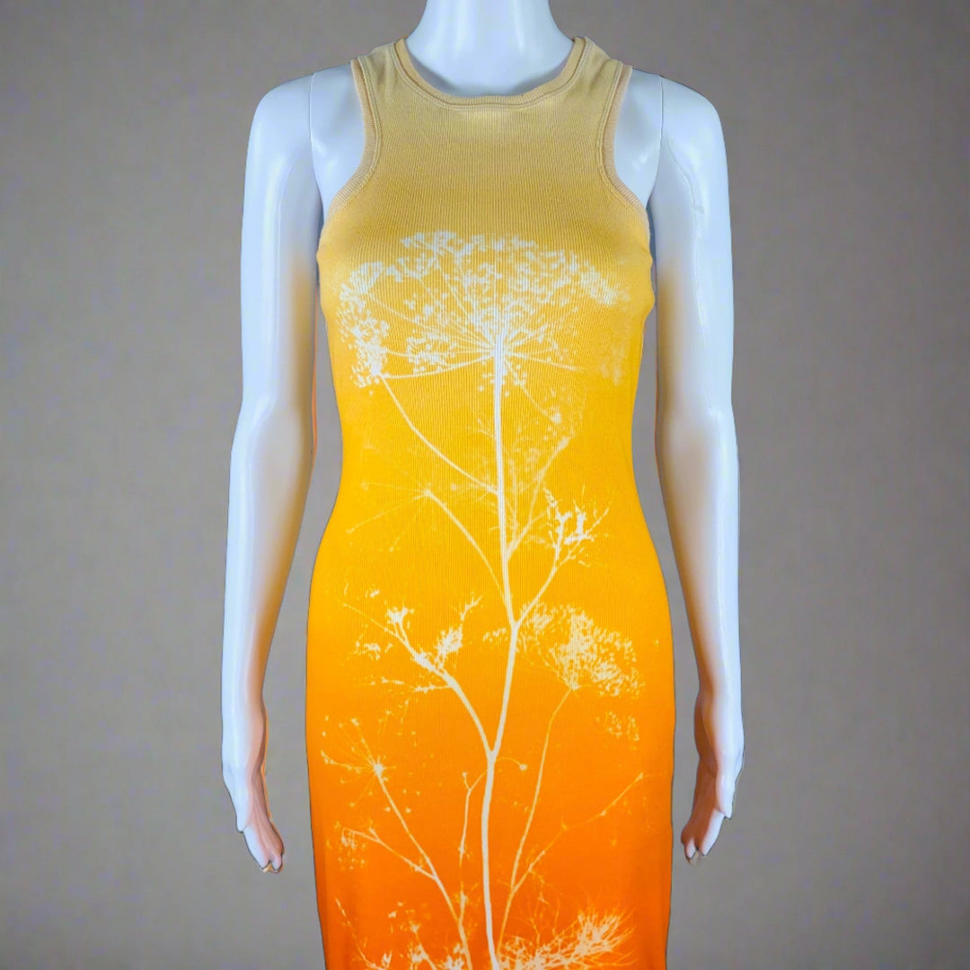 LOEWE Size M Orange Beige Cotton Blend Ombre Tank Long Dress
