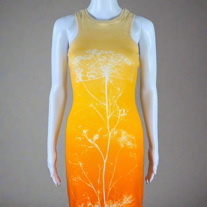 LOEWE Size M Orange Beige Cotton Blend Ombre Tank Long Dress