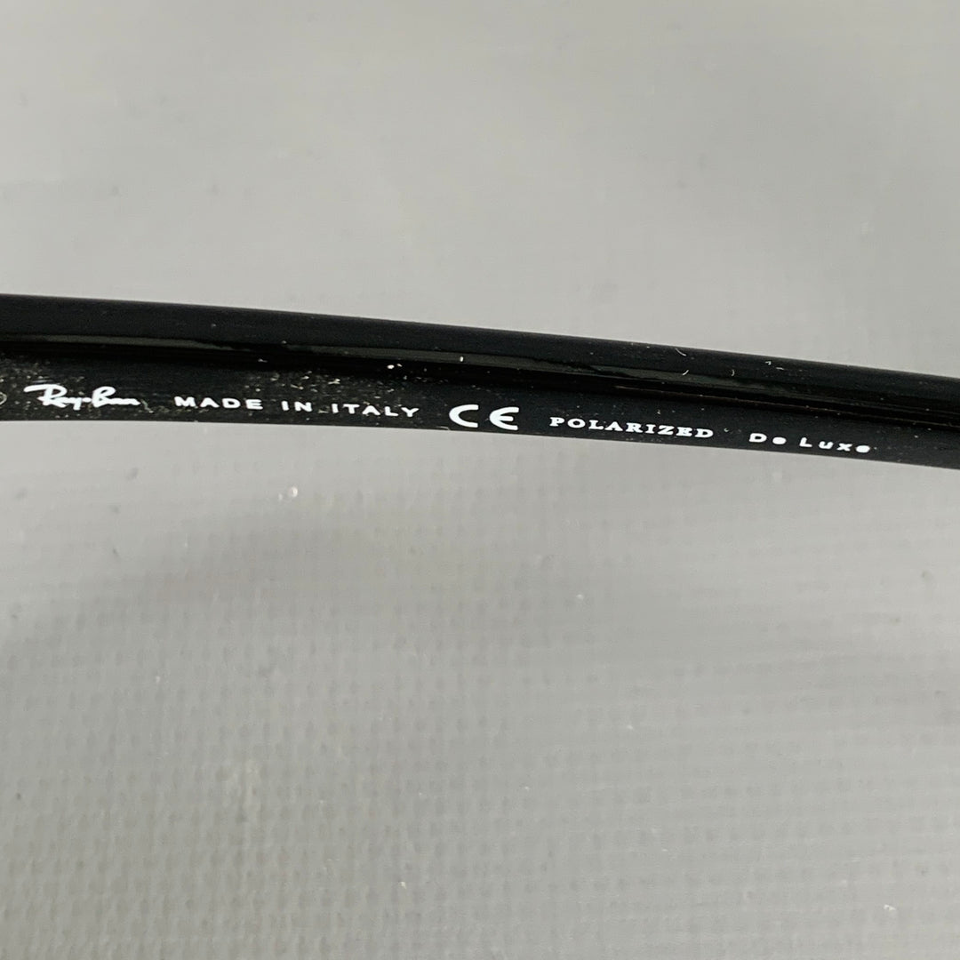RAY-BAN Black Acetate Wrap Around Polarized Sunglasses