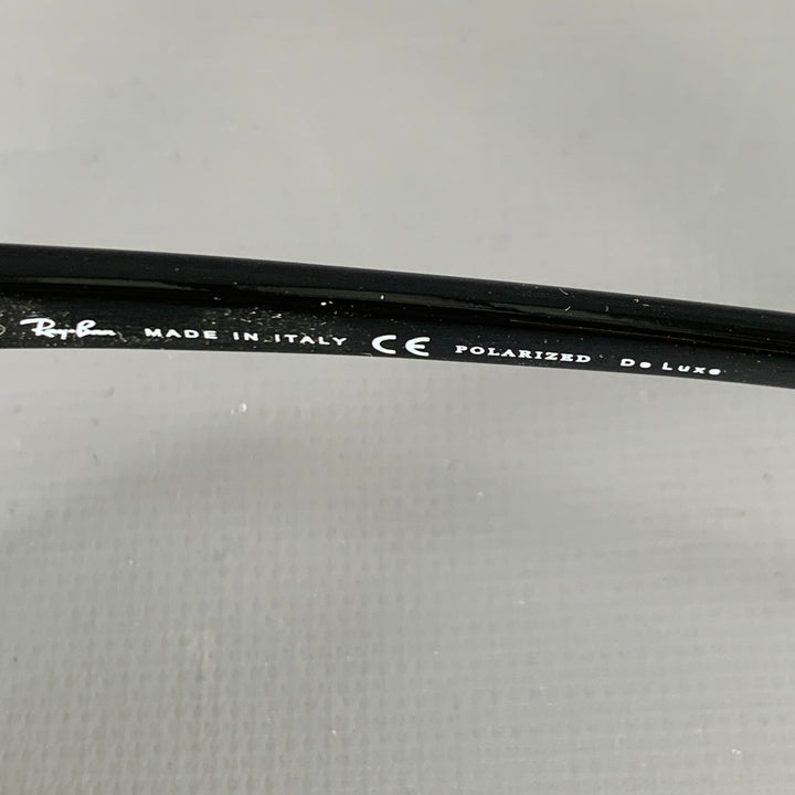 RAY-BAN Black Acetate Wrap Around Polarized Sunglasses