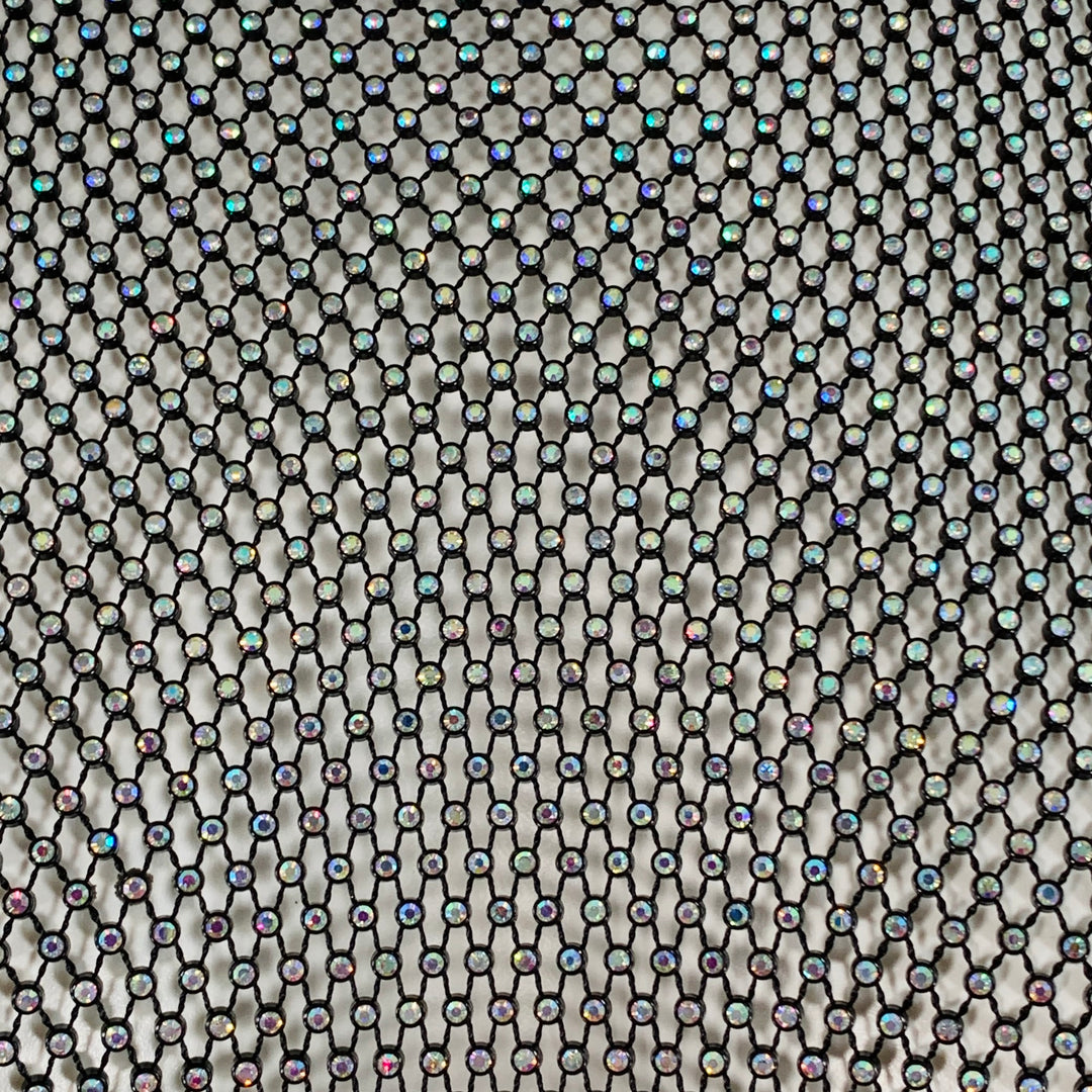 SANTA BRANDS Size XS/S Black Silver Polyester Blend Rhinestones Mesh Crop Casual Top