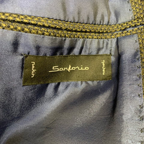 SARTORIO Size 44 Green Grey Woven Wool Notch Lapel Sport Coat