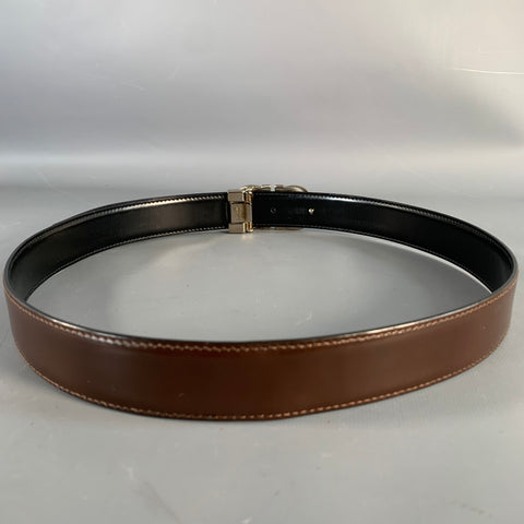 SALVATORE FERRAGAMO Size 32 Brown Black Reversible Leather Belt