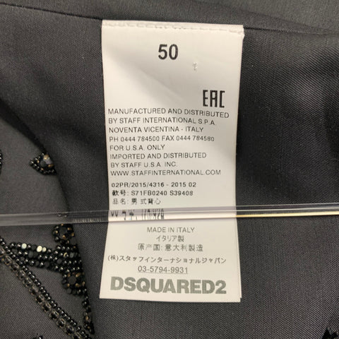 DSQUARED2 Size 40 Black Glass Beaded Wool Silk Waistcoat Vest