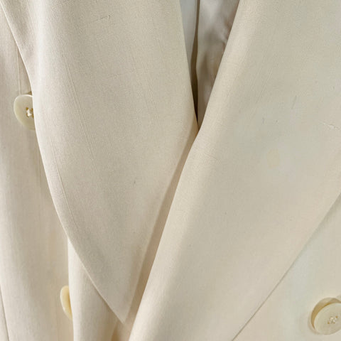 SAKS FIFTH AVENUE Size 48 Cream Silk Double Breasted Single Button Sport Coat