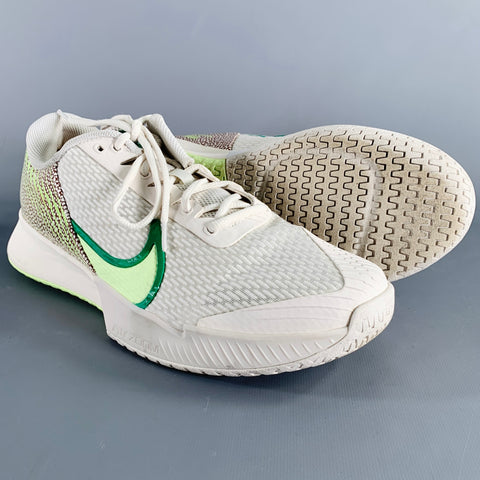 NIKE Size 12 Australian Open Pack White Green Mesh Lace-Up Sneakers