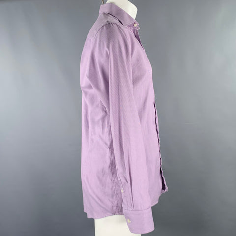ETON Size M Purple White Houndstooth Cotton Long Sleeve Shirt