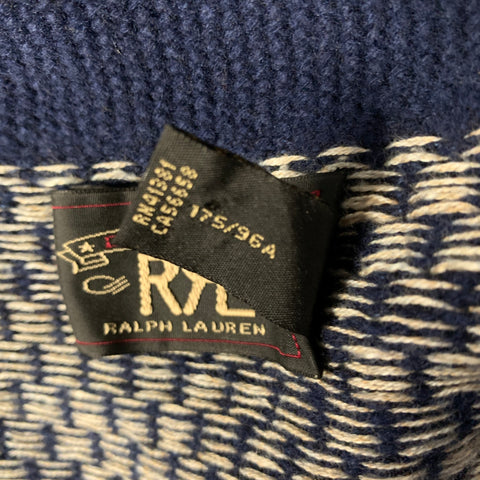 RRL by RALPH LAUREN Size M Blue Beige Abstract Cotton Wool Button Up Cardigan