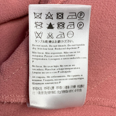 Pantalon tailleur ESCADA en crêpe de laine vierge rose taille L, avec bordure festonnée et braguette zippée