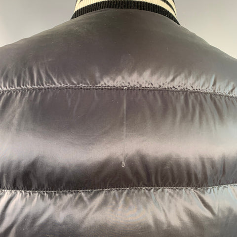 MONCLER Size S Beaufortain White Black Color Block Polyamide Zip Snaps Bomber Jacket