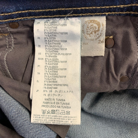 DIESEL Size 26 Tepphar Blue Distressed Cotton Blend Tapered Slim Jeans