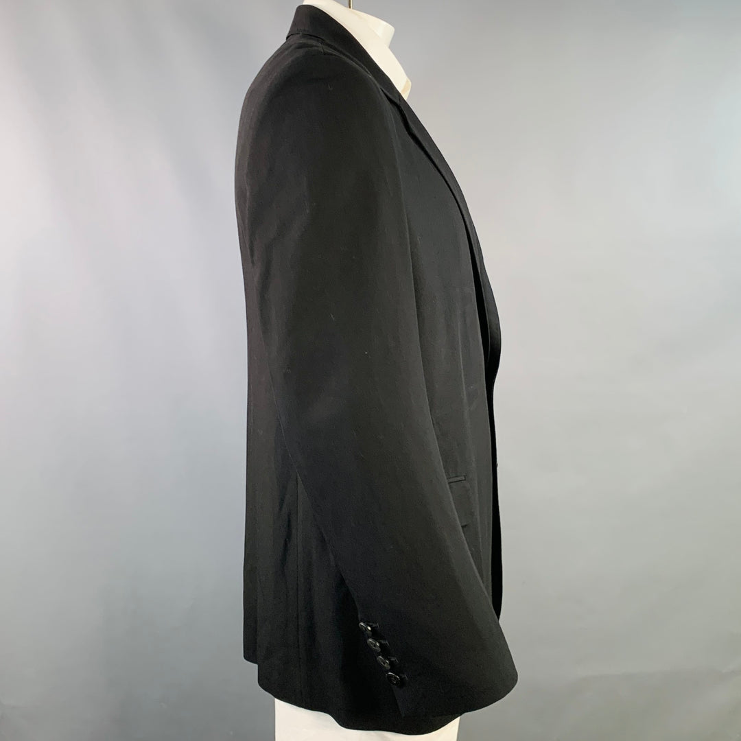 ANN DEMEULEMEESTER Size 44 Black Twill Viscose Virgin Wool Sport Coat
