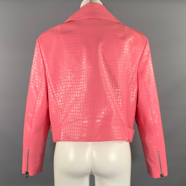 ALICE + OLIVIA Size XL Pink Polypropylene Blend Embossed Biker Jacket