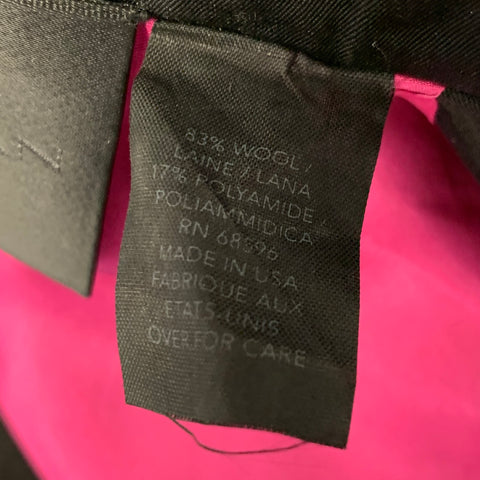 DONNA KARAN Size 6 Black Pink Wool Blend Coat