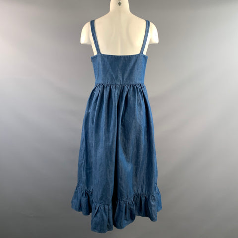 CO Size M Blue Cotton Linen Blend Long Dress
