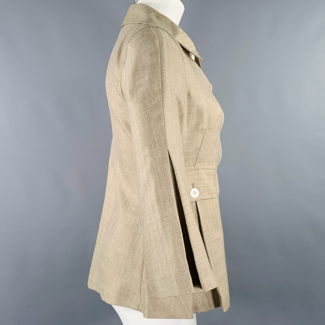 MARIA LUISA B Size 6 Beige Taupe Linen Blend Jacket Blazer