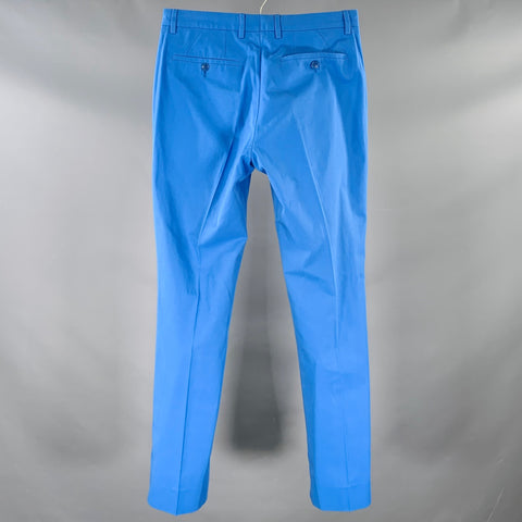 CALVIN KLEIN COLLECTION Pantalon de ville à devant plat en coton bleu Taille 31