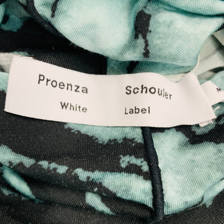 PROENZA SCHOULER Size XS Black Green Rayon Blend Marbled Casual Top