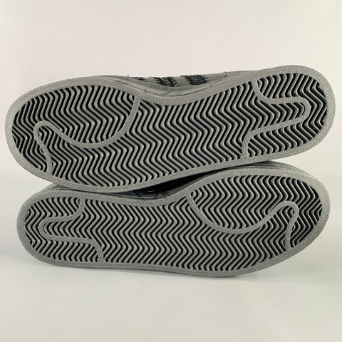 Y-3 Size 11 Hicho Black Leather Lace-Up Sneakers