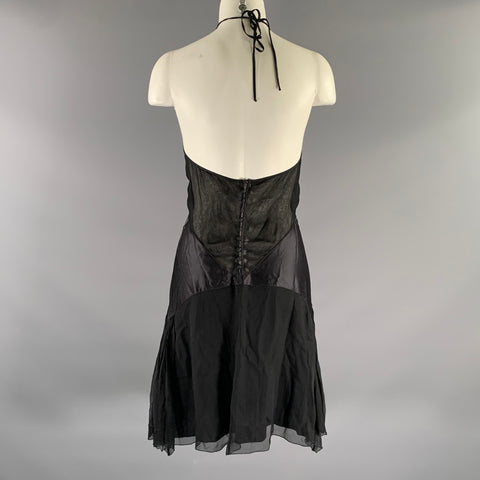 LA PERLA Size 6 Black Silk Camisole Mini Dress