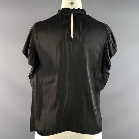 JOIE Size M Black Polyester Ruched Blouse