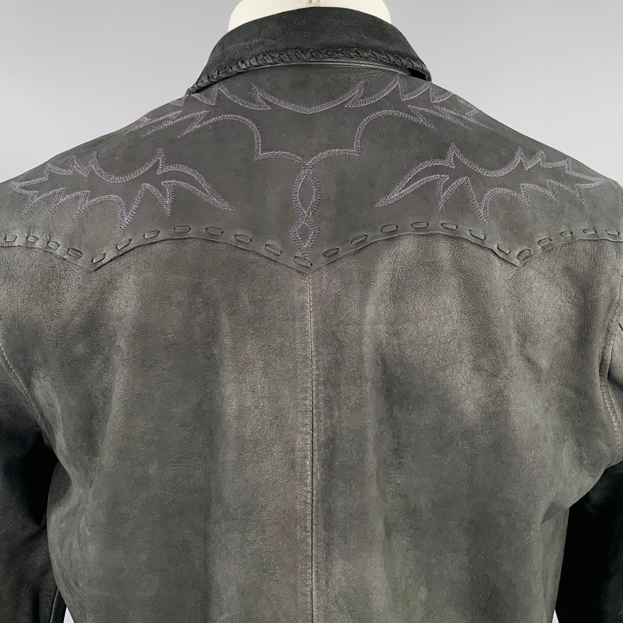 RRL by RALPH LAUREN Size M Black Sheepskin Suede Western Long