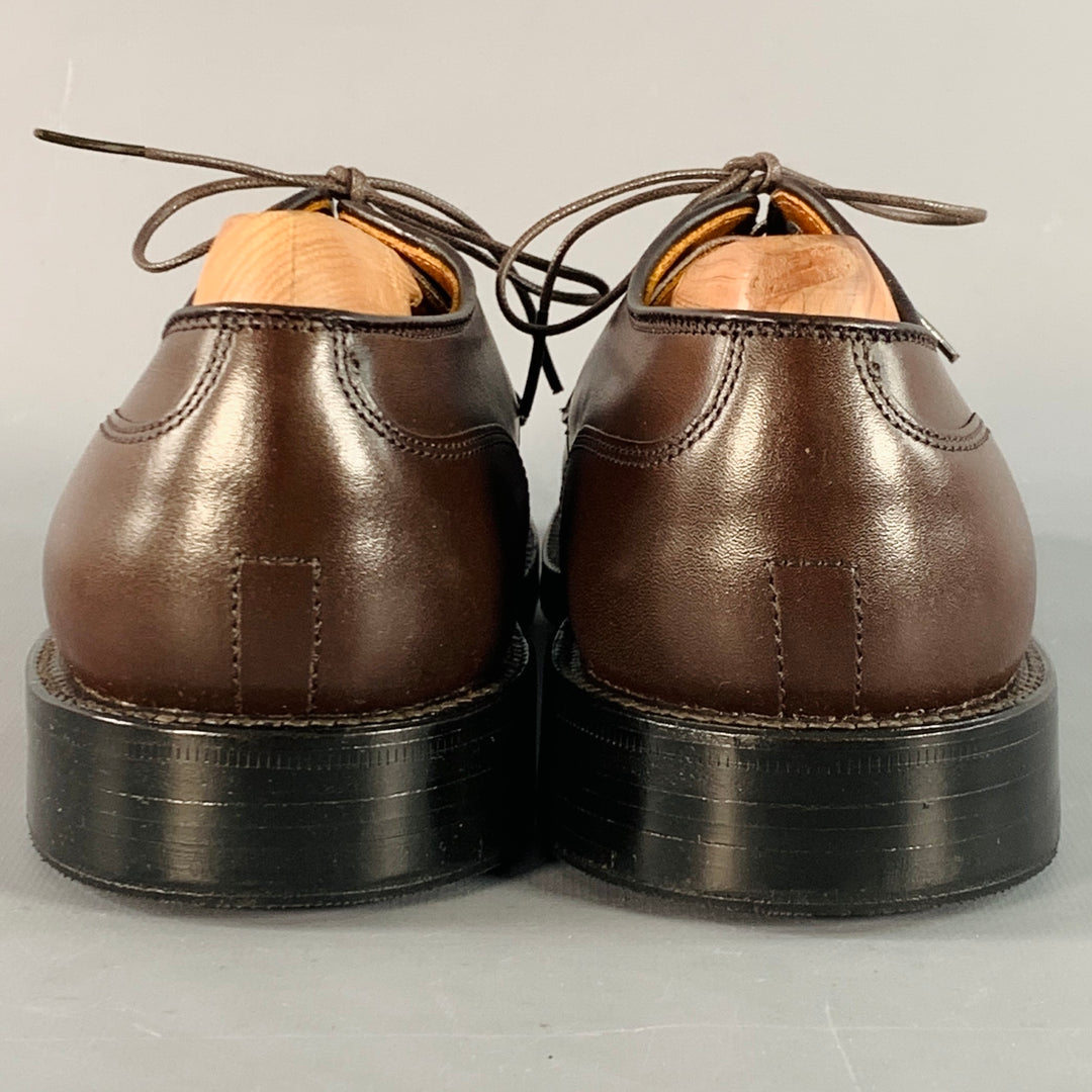 ALDEN Size 6.5 Norwegian HS Blucher Brown Calfskin Leather Split Toe Lace-Up Shoes