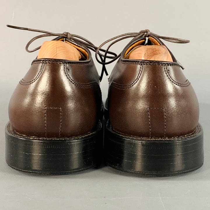 ALDEN Size 6.5 Norwegian HS Blucher Brown Calfskin Leather Split Toe Lace-Up Shoes