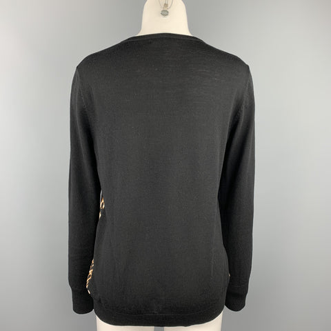 EQUIPMENT Size XS Black & Tan Leopard Wool / Silk Pullover