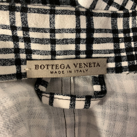 BOTTEGA VENETA Size M Black White Linen Blend Plaid Blazer Jacket