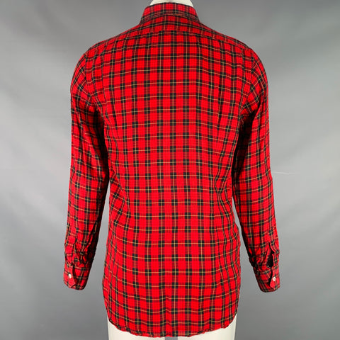 GABRIELE PASINI Size M Red Black Plaid Lyocell Button Up Long Sleeve Shirt