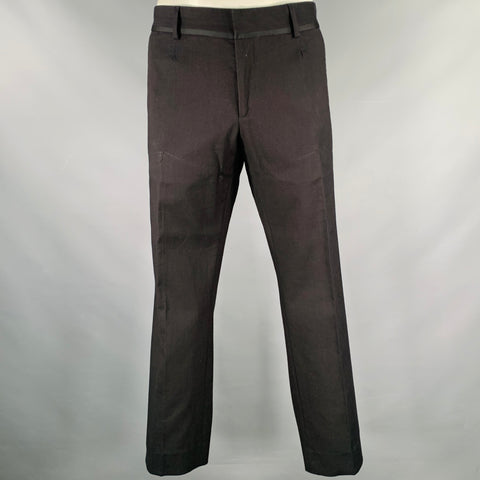 JUST CAVALLI Size 46 Black Cotton Blend Single Breasted Tuxedo