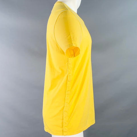 MAISON MARTIN MARGIELA Size M Yellow Cotton Side Snaps Crew Neck T-shirt
