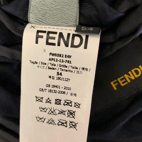 FENDI Size 44 Black Navy Linen Silk Leather Bomber Jacket
